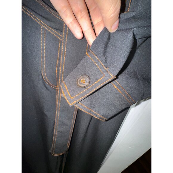 Black Utility Jumpsuit With Belt & Contrast Stitching Size XL Classic Y2k Classi - Picture 8 of 9